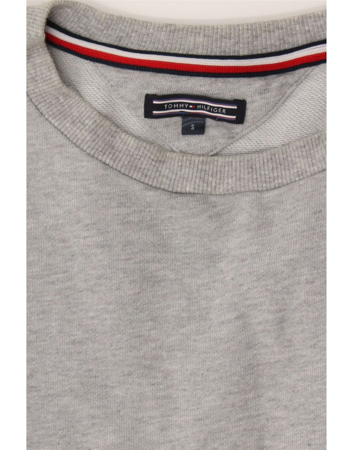 TOMMY HILFIGER Mens Graphic Sweatshirt Jumper Small Grey Cotton Vintage Tommy Hilfiger and Second-Hand Tommy Hilfiger from Messina Hembry 