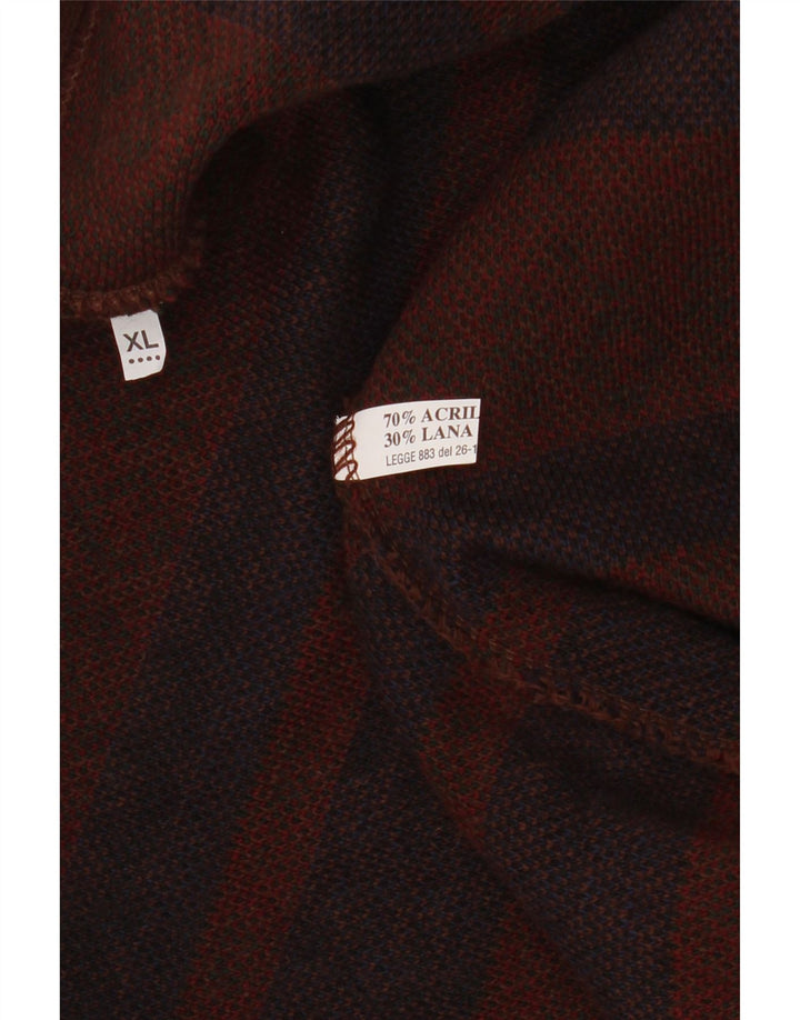 VINTAGE Hombres Cardigan Suéter XL Marrón Fair Isle Acrílico