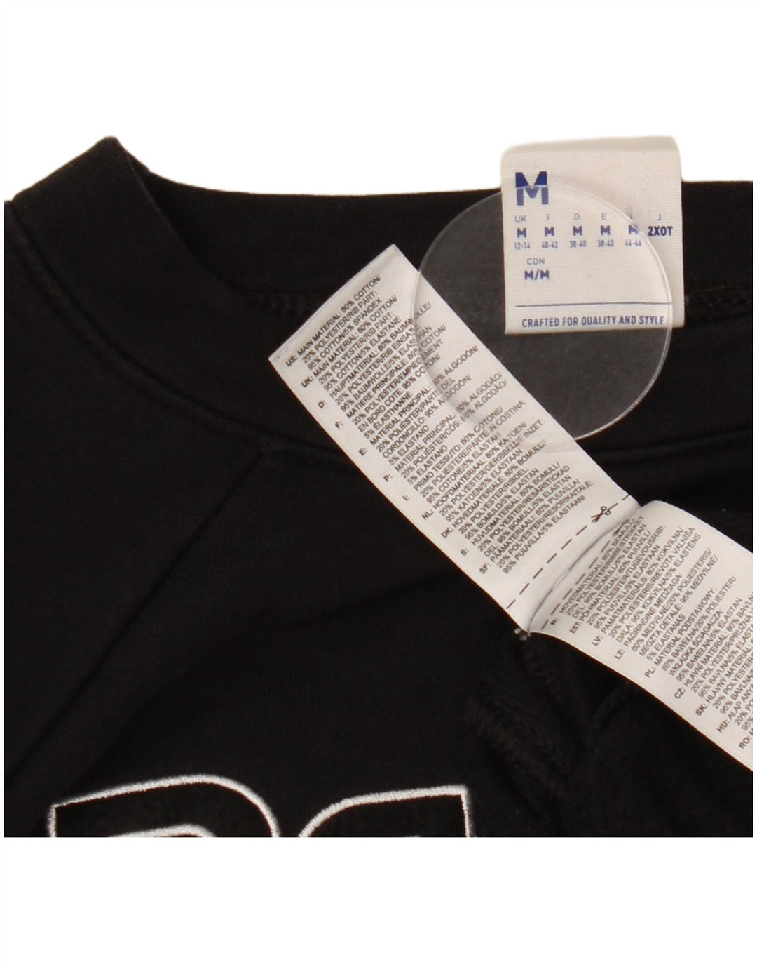 REEBOK Sudadera gráfica para mujer Jumper UK 14 Medium Black Cotton