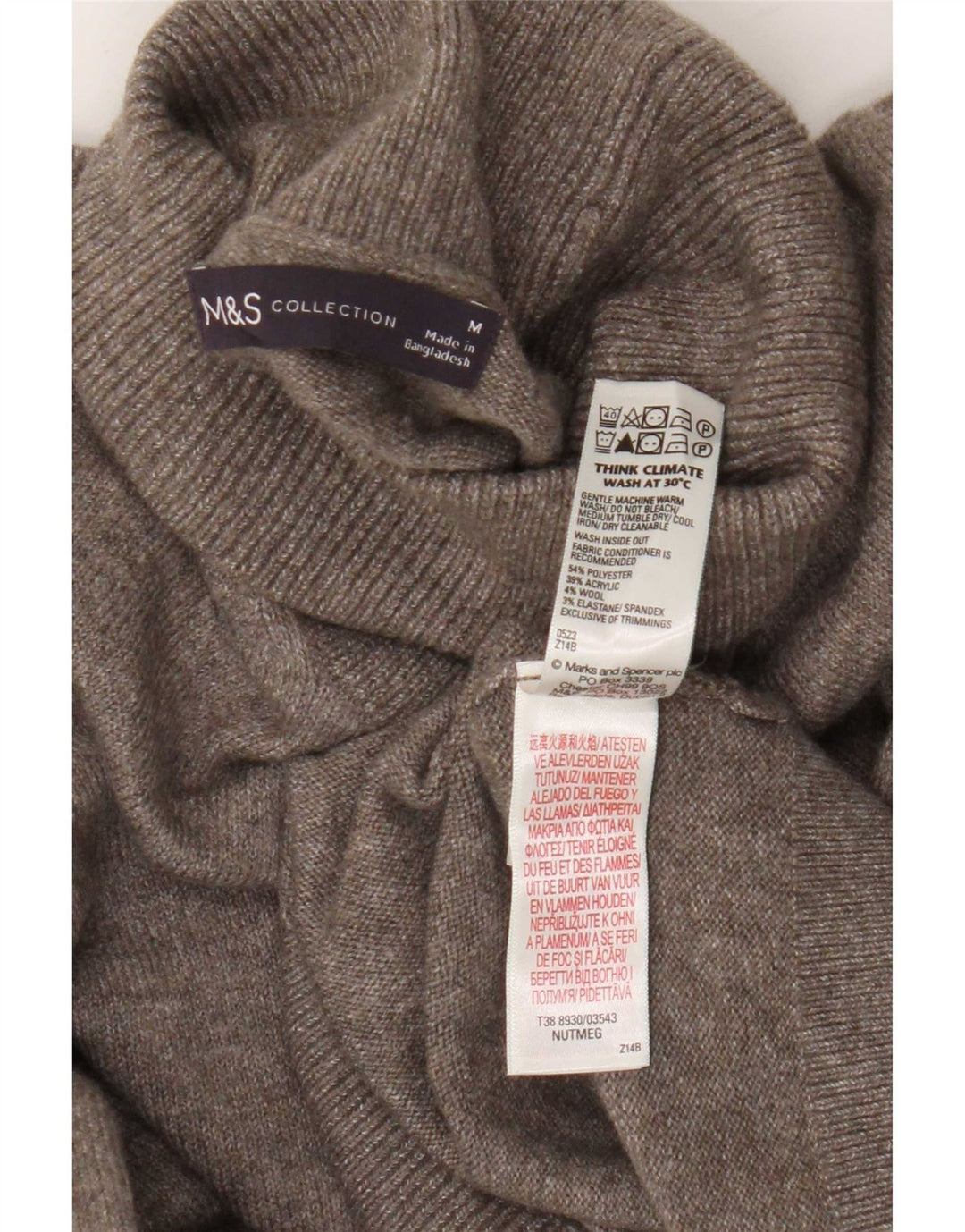 Marks & Spencer Jersey con cuello vuelto para hombre Poliéster marrón medio