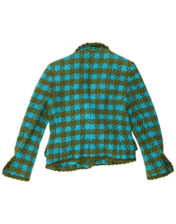 Carlisle Chaqueta tipo blazer de 1 botón para mujer UK 10 Small Blue Houndstooth Wool