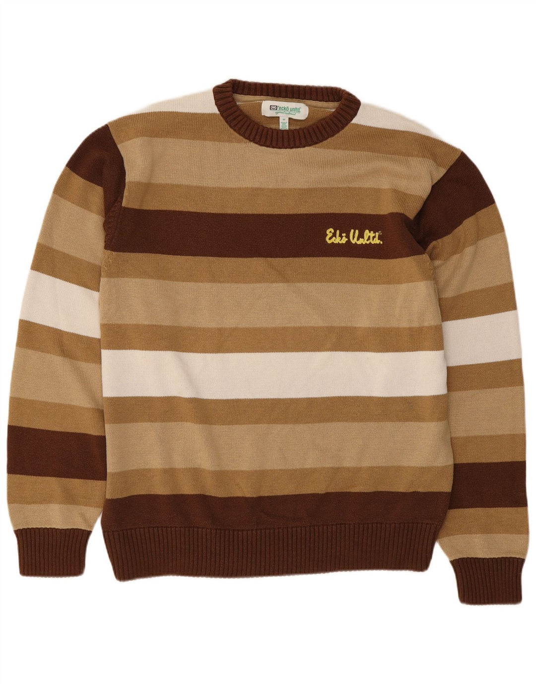 Ecko Unltd Jersey De Cuello Redondo Para Hombre De Algodón A Rayas Marrón Medio