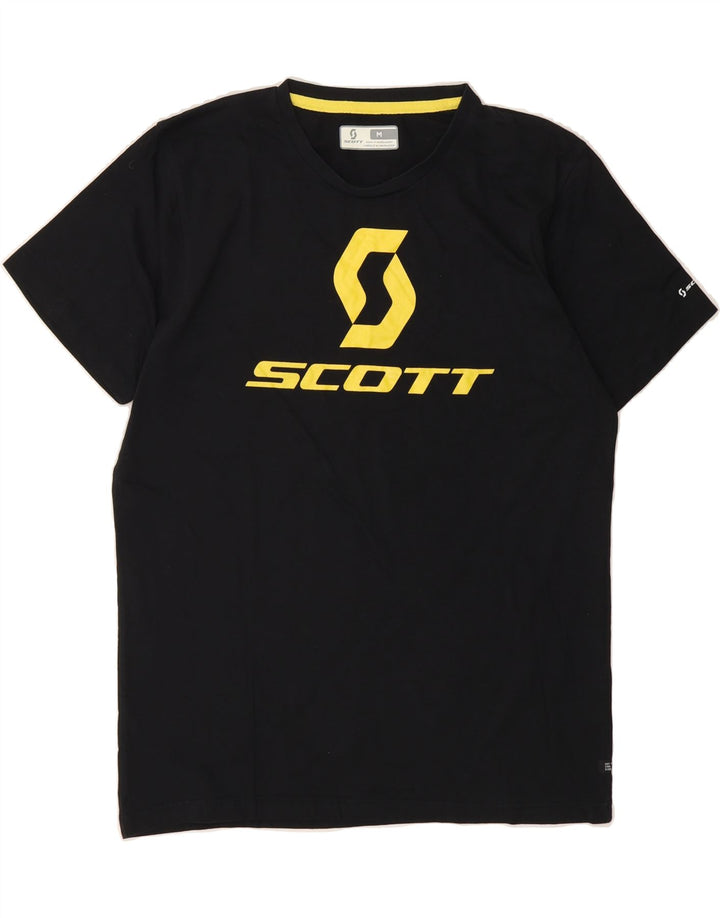SCOTT Mens Graphic T-Shirt Top Medium Black Cotton Vintage Scott and Second-Hand Scott from Messina Hembry 