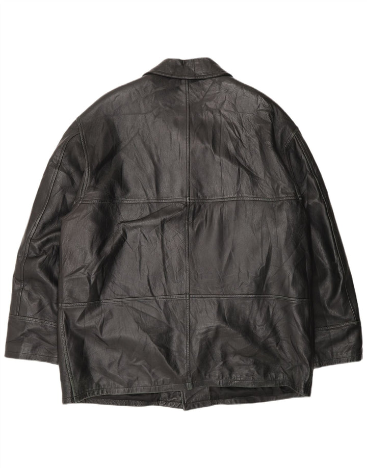 Chaqueta de cuero vintage para hombre IT 54 2XL cuero negro
