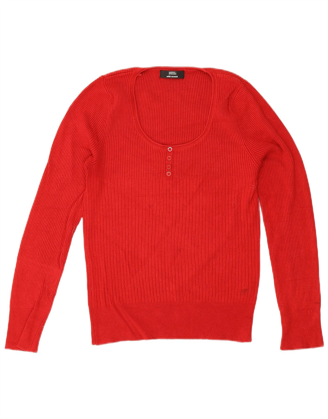 Marks & Spencer Jersey con Cuello Barco para Mujer UK 40 Viscosa Roja Mediana