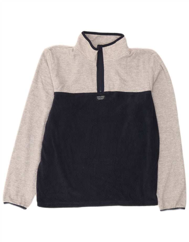 Jack & Jones Hombre Jersey De Polar Con Cremallera Y Cuello En Poliéster Color Block Gris Medio