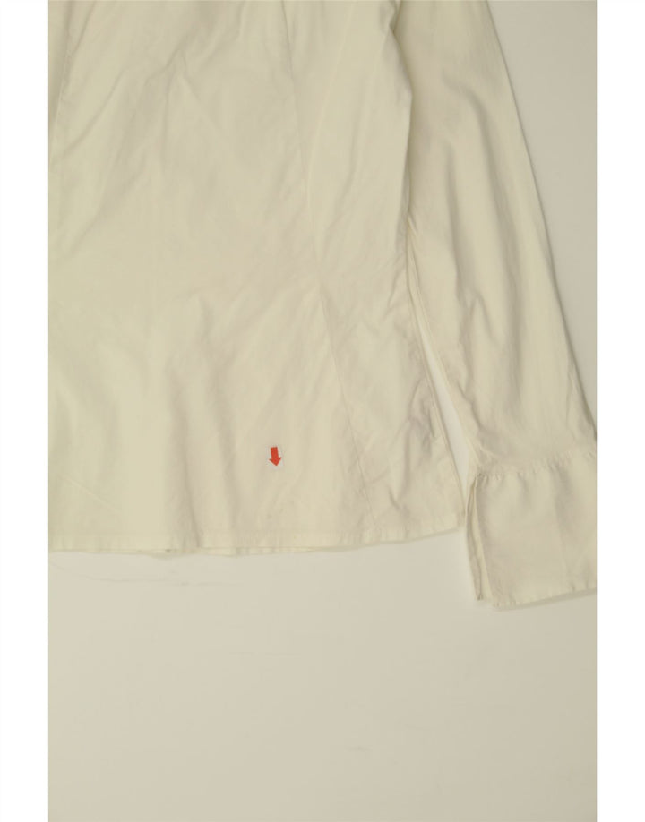 BENETTON Blusa camisera para mujer UK 42 Algodón blanco mediano