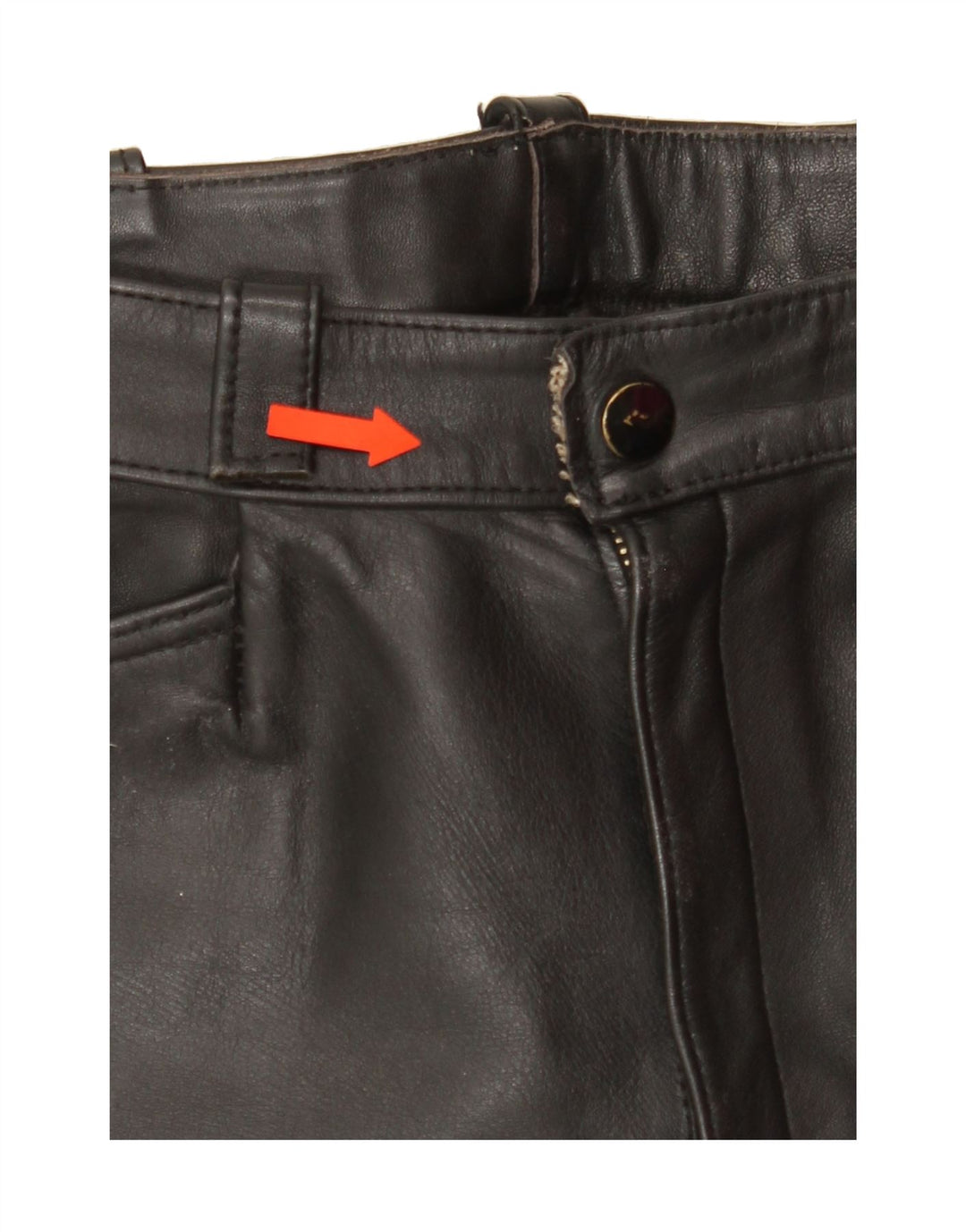 VINTAGE Womens Straight Leather Trousers W28 L27 Black Vintage Vintage and Second-Hand Vintage from Messina Hembry 