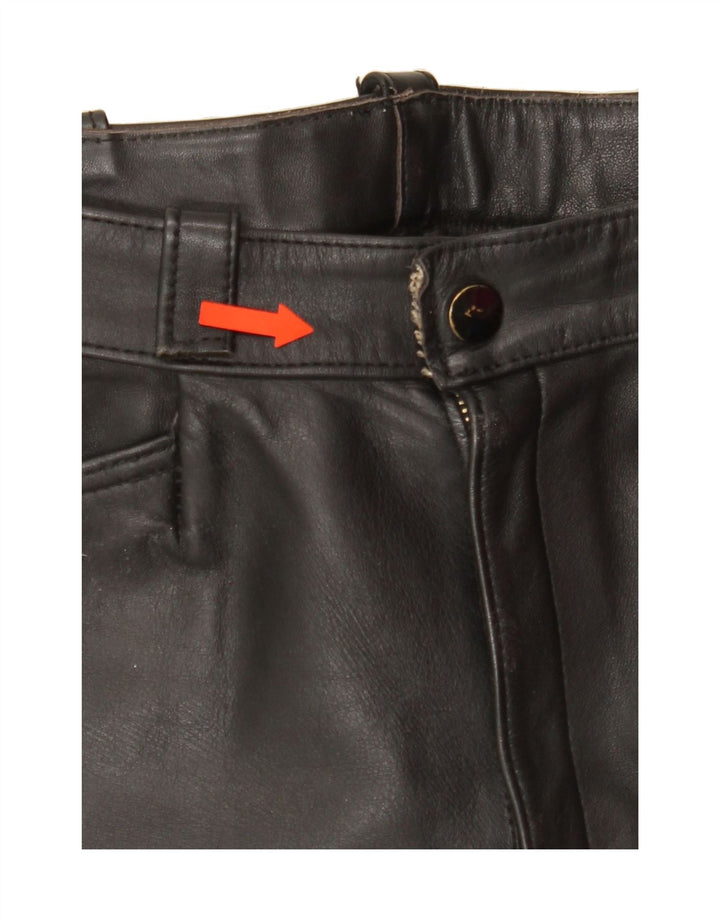 VINTAGE Womens Straight Leather Trousers W28 L27 Black Vintage Vintage and Second-Hand Vintage from Messina Hembry 