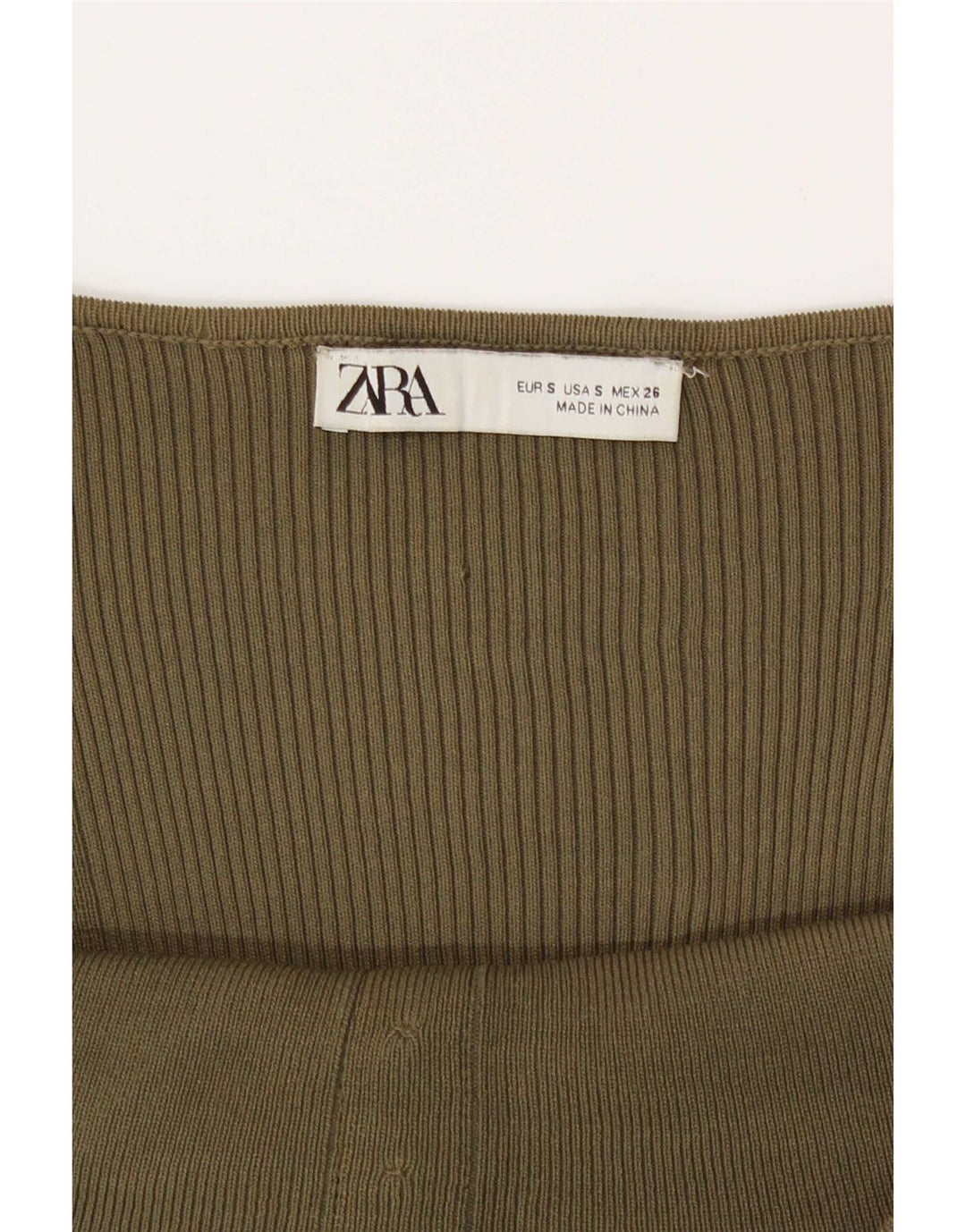 Zara Mujer Top Corto De Manga Larga UK 8 Small Verde