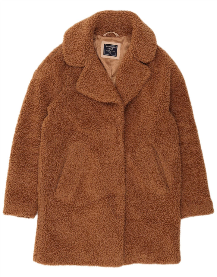 Abercrombie & Fitch Abrigo extragrande Teddy para mujer UK 6 XS Marrón Poliéster