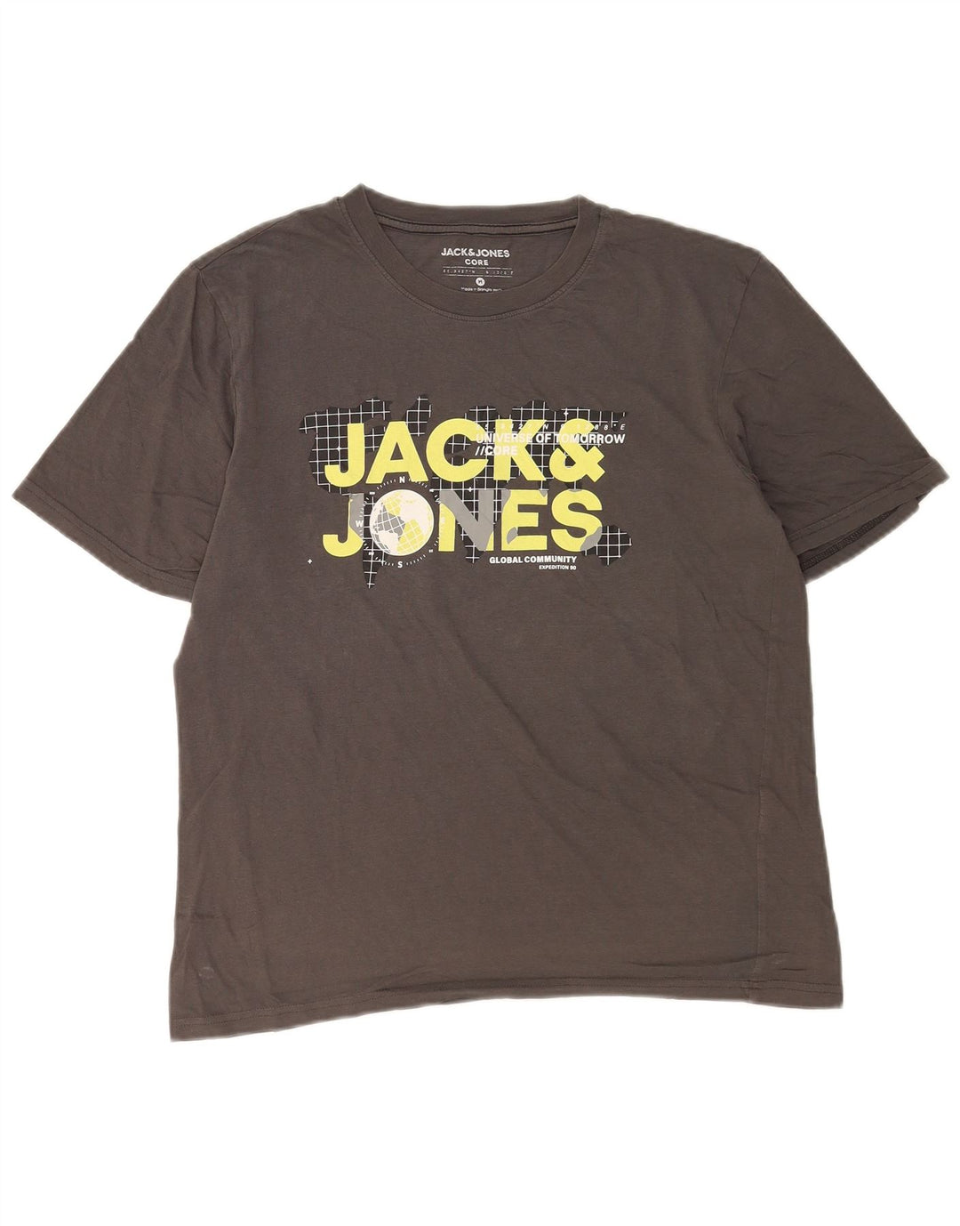Jack & Jones Hombre Camiseta Gráfica Top Gris Medio