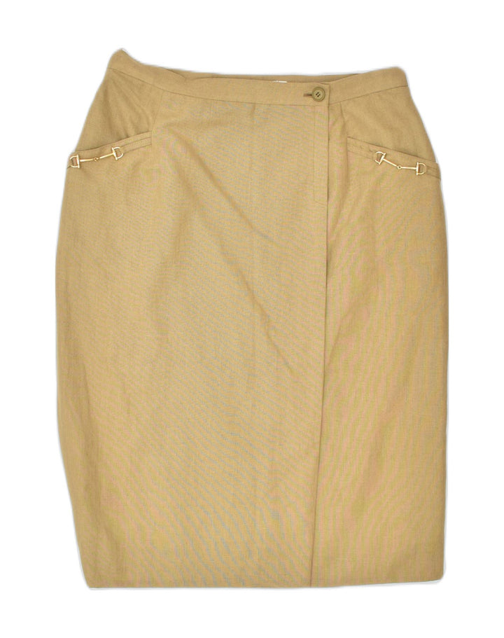 LUISA SPAGNOLI Womens Wrap Skirt IT 48 XL W32 Brown Cotton | Vintage | Thrift | Second-Hand | Used Clothing | Messina Hembry 