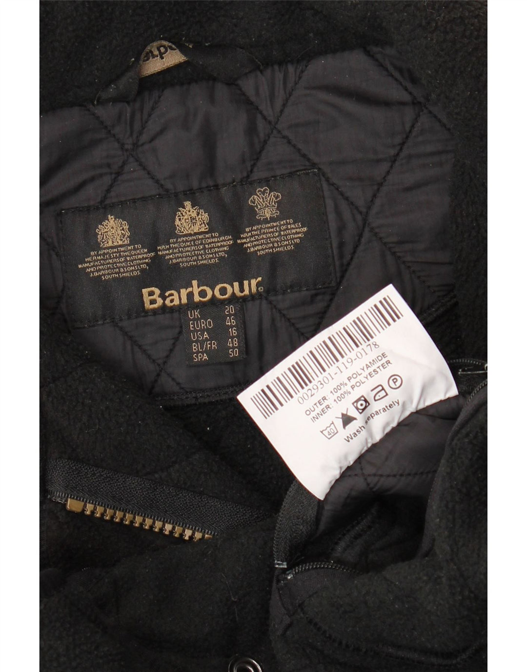 BARBOUR Chaqueta Acolchada Mujer UK 20 2XL Poliamida Negra