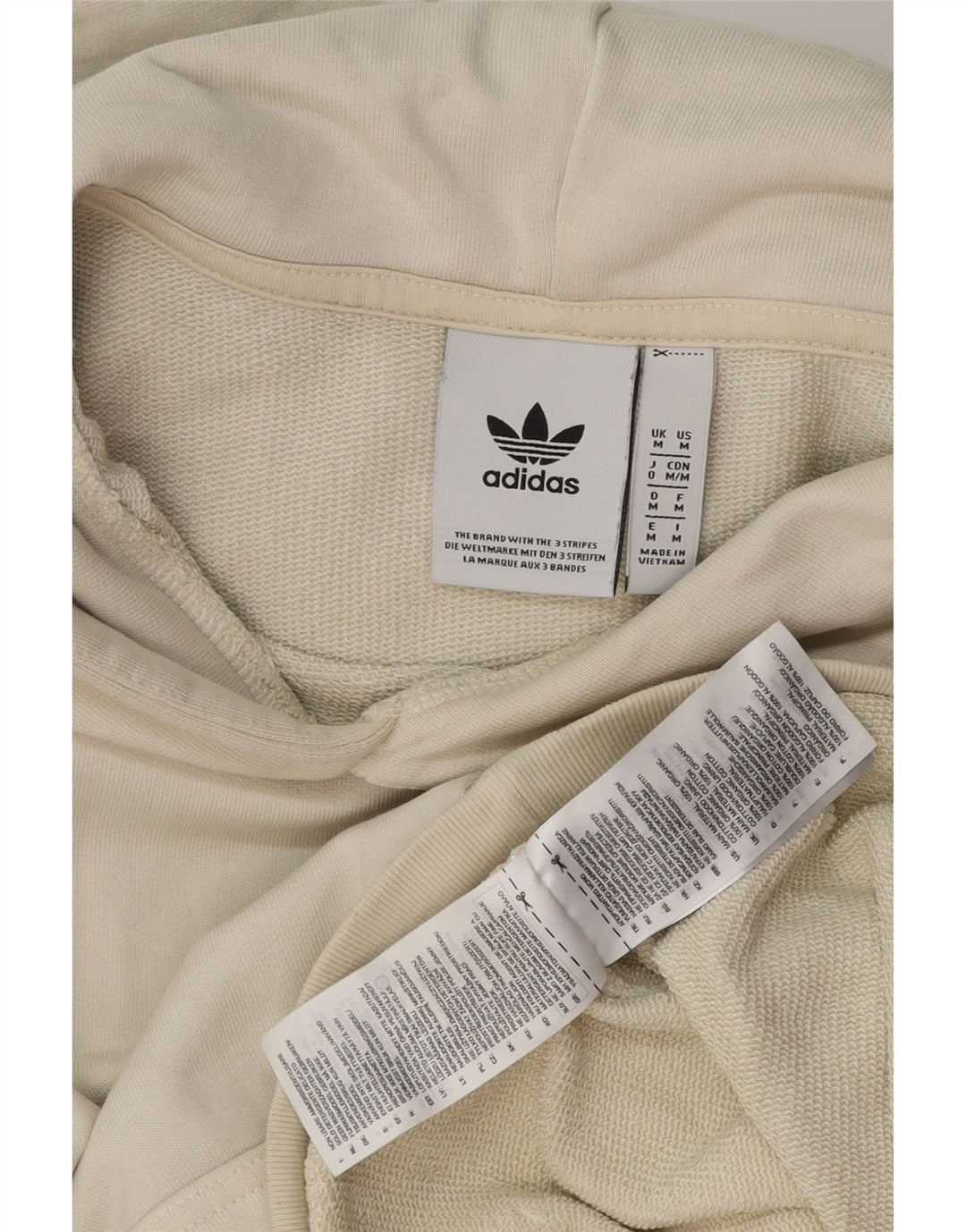 ADIDAS Sudadera con capucha para mujer UK 14 Mediana de algodón blanco roto