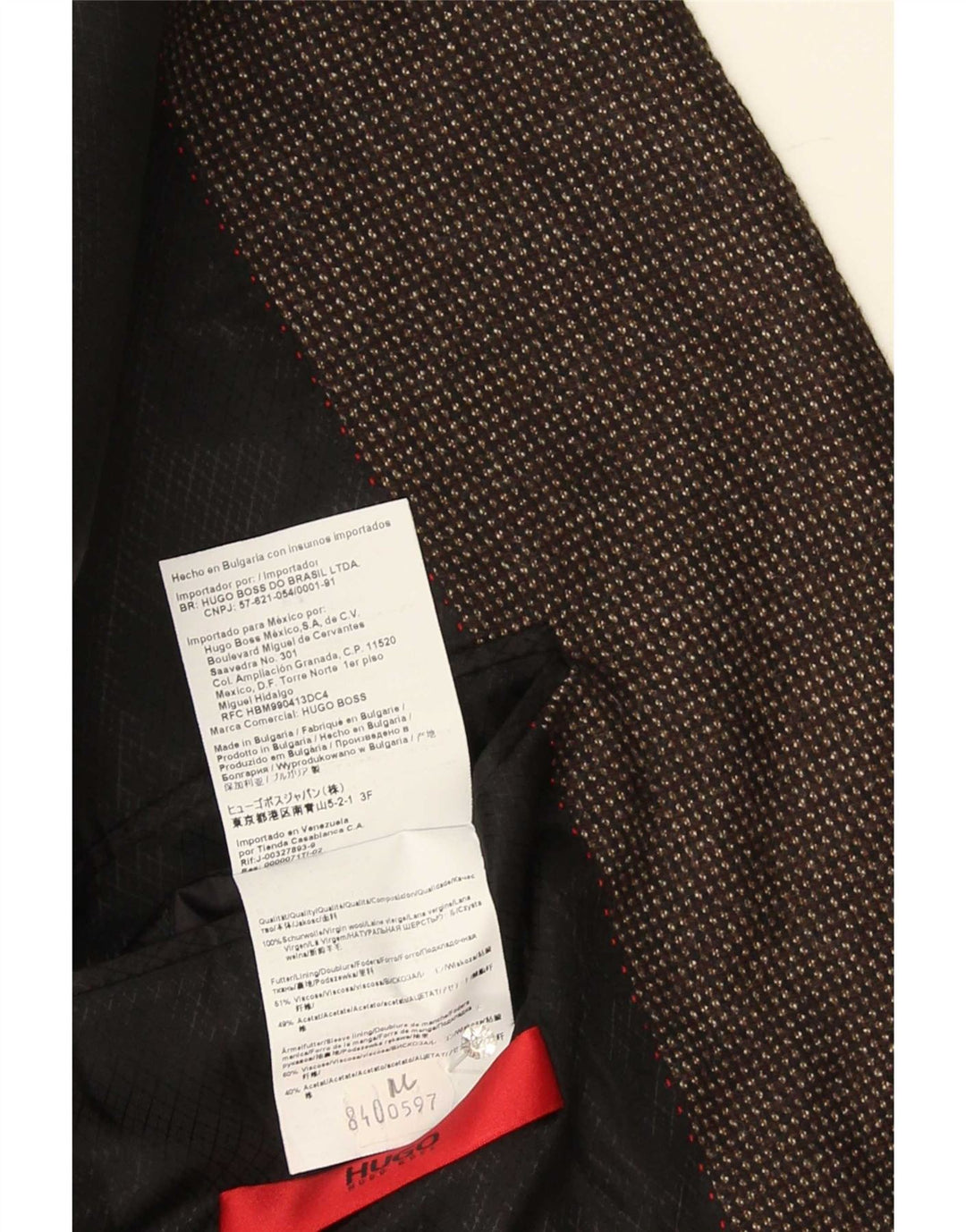 Hugo Boss Chaqueta Blazer de 2 Botones para Hombre US 44 2XL Lana Manchada marrón