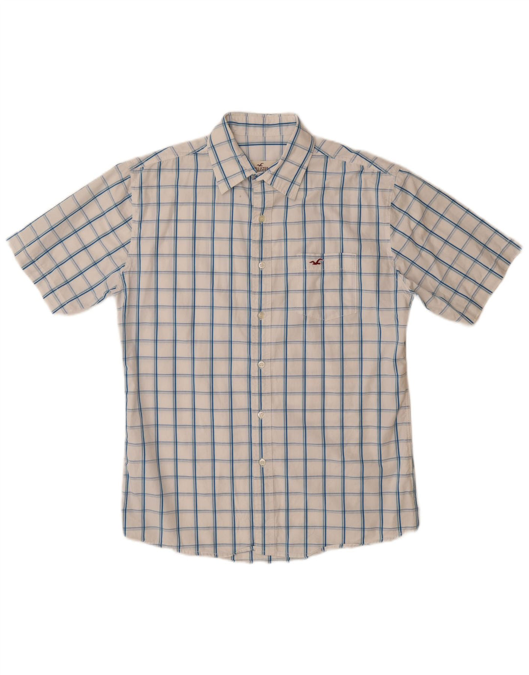 HOLLISTER Camisa Manga Corta Niño 15-16 Años 2XL Blanco Cuadros