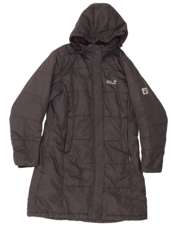 JACK WOLFSKIN Abrigo acolchado con capucha para mujer UK 46 Grande Poliéster negro