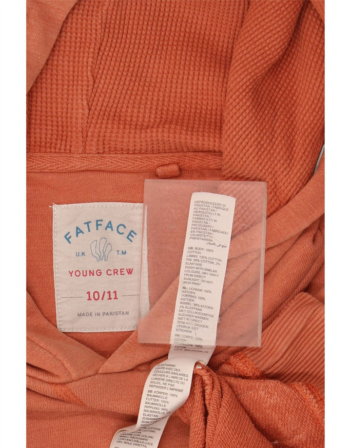 FAT FACE Jersey con capucha estampada para niños 10-11 años Algodón naranja