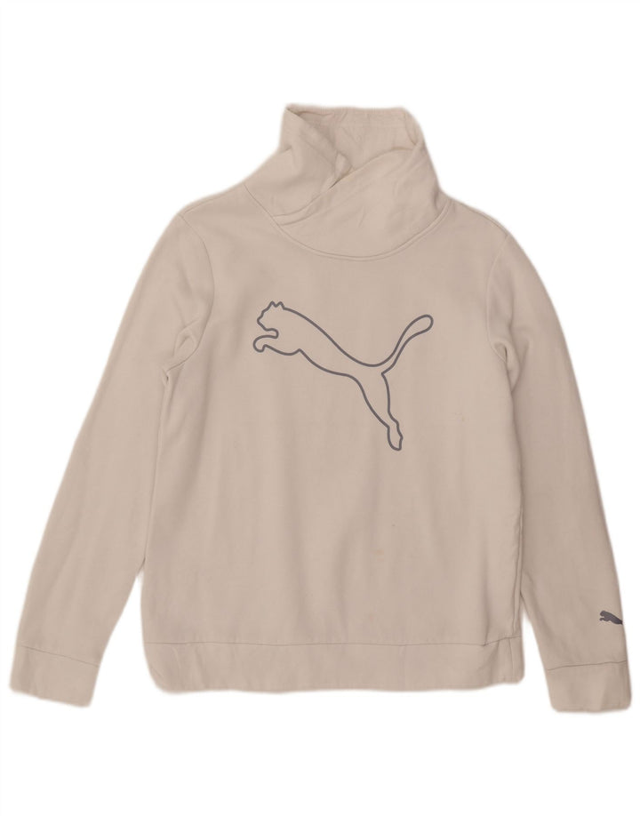 Puma - Sudadera gráfica para mujer, talla 40, tamaño mediano, algodón blanco