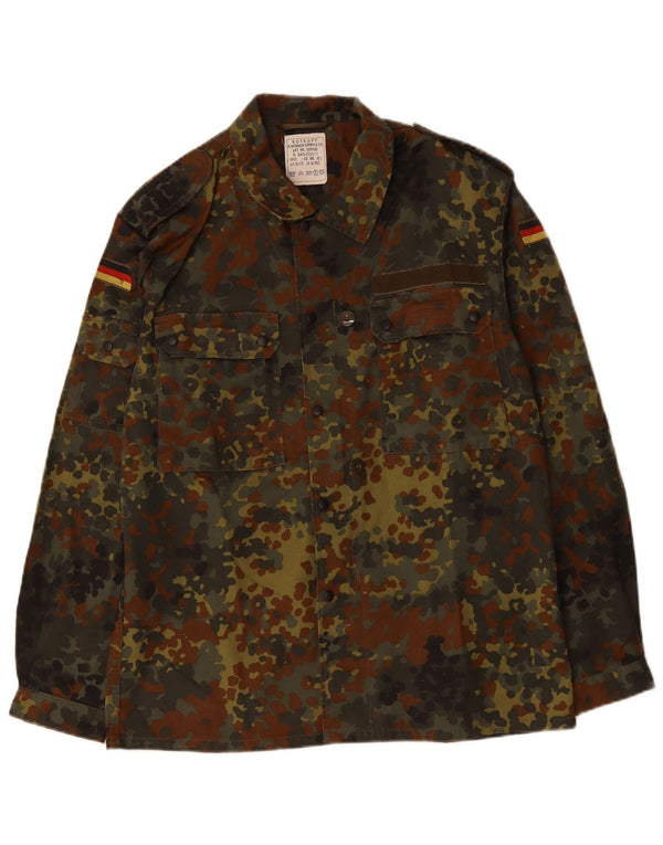 VINTAGE camisa militar para hombre grande caqui camuflaje algodón ejército