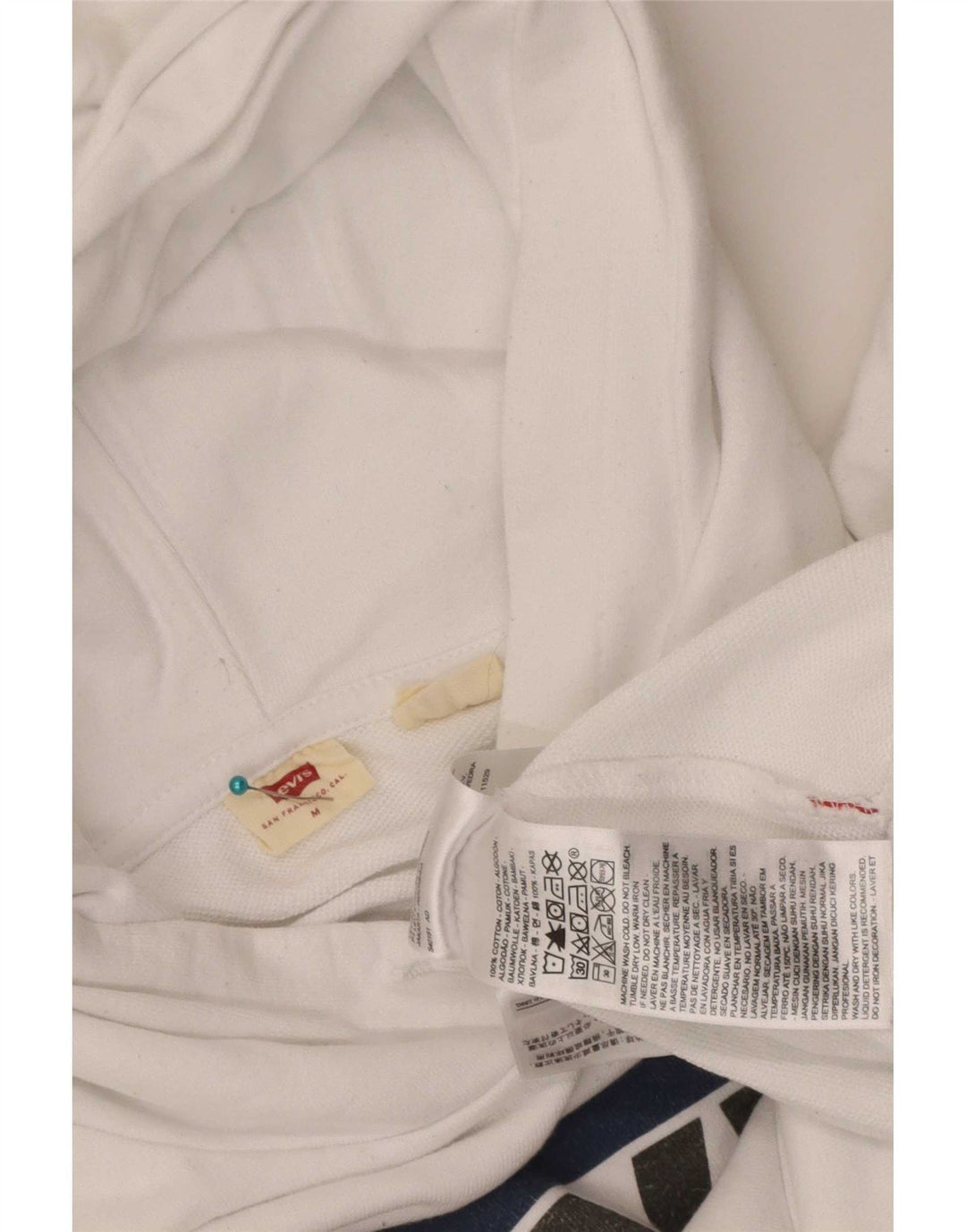 Levi's Jersey con capucha de gran tamaño con gráfico para mujer Reino Unido 14 Algodón blanco mediano