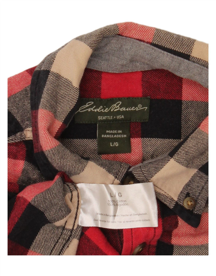EDDIE BAUER Camisa de franela para hombre Algodón a cuadros rojos grandes