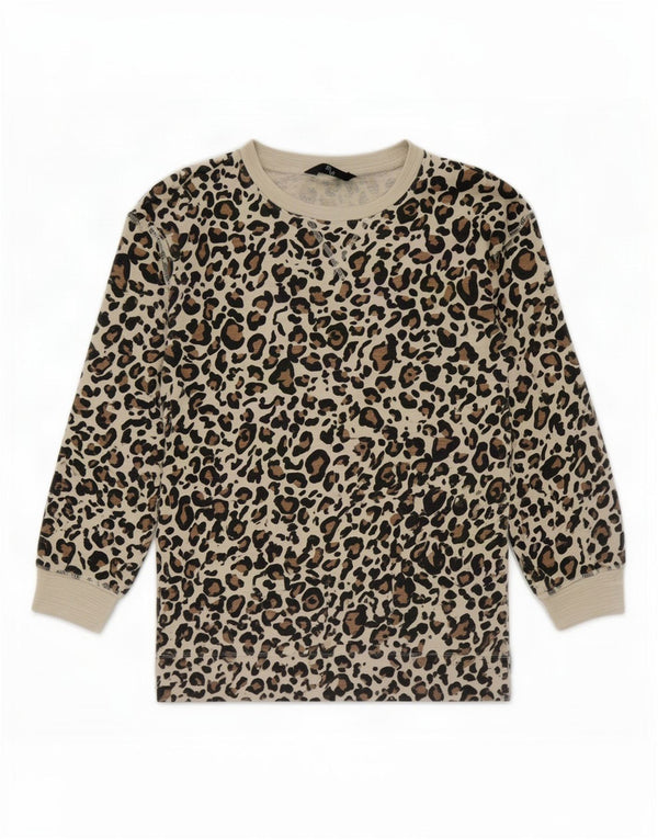 Marks & Spencer Top para mujer de manga larga UK 42 Estampado animal marrón medio