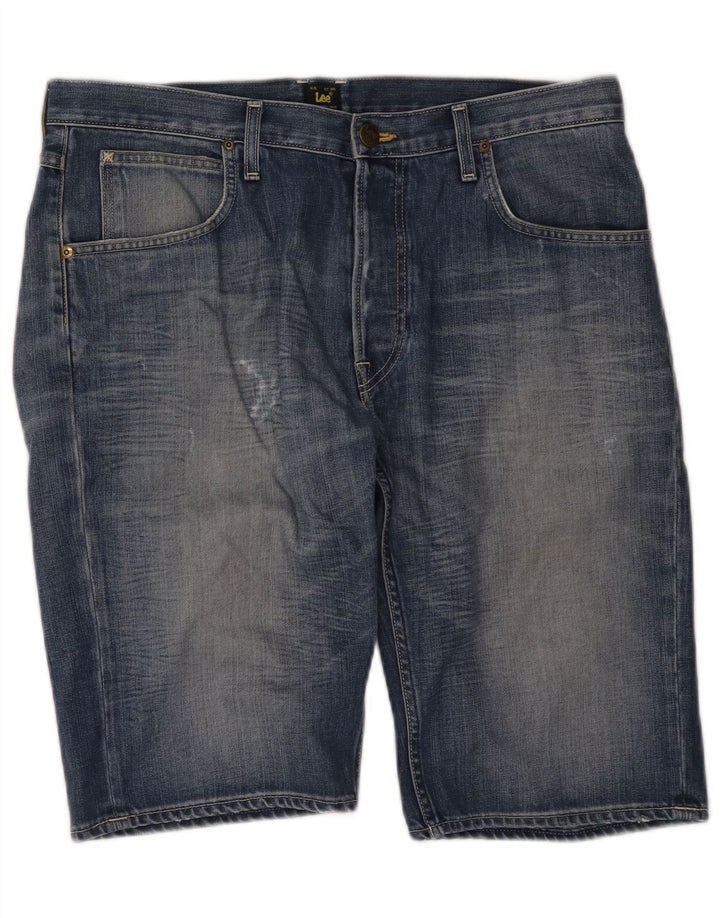 Lee - Pantalones cortos de mezclilla desgastados con 5 bolsillos para hombre W34 grande de algodón azul