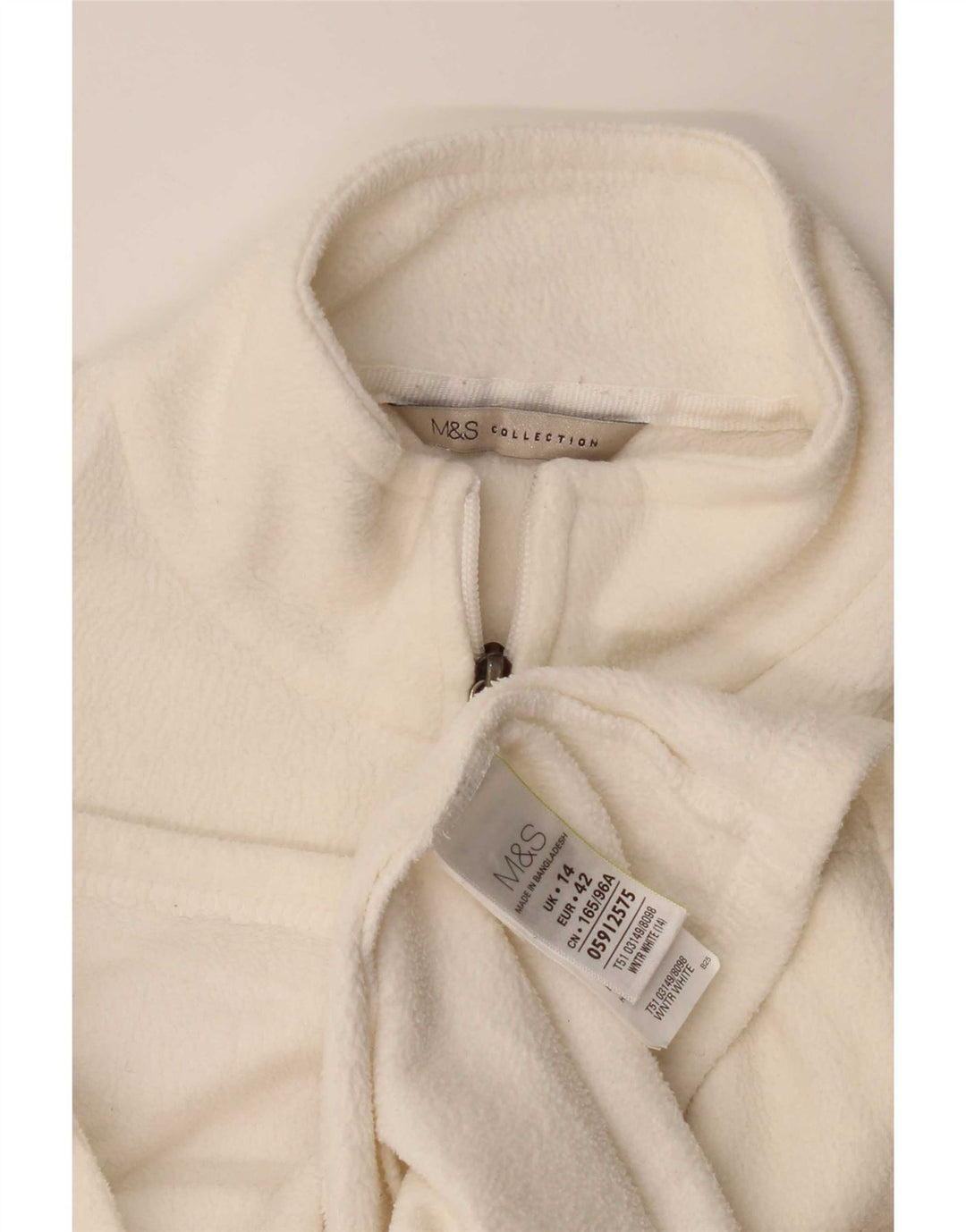 Marks & Spencer Chaqueta polar para mujer UK 44 Grande Poliéster blanco