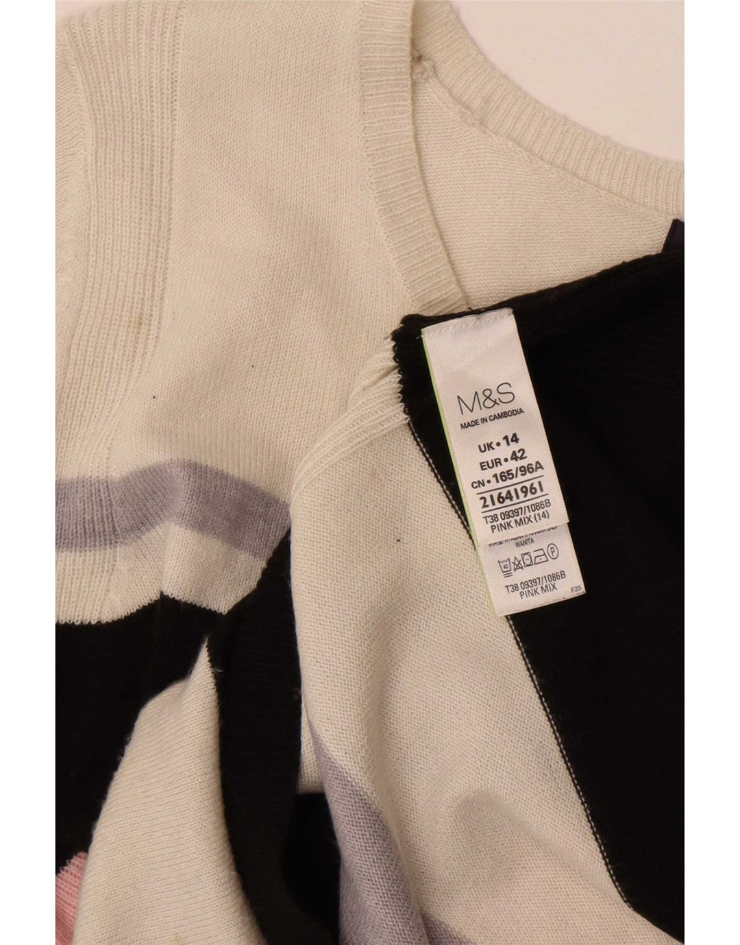 Marks & Spencer Jersey con cuello barco para mujer, talla 40, talla grande, multicolor
