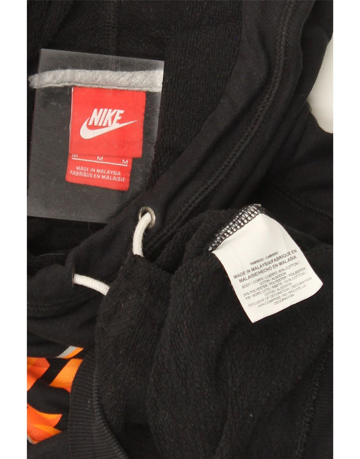 NIKE Sudadera con capucha gráfica para mujer UK 14 Medium Black Cotton