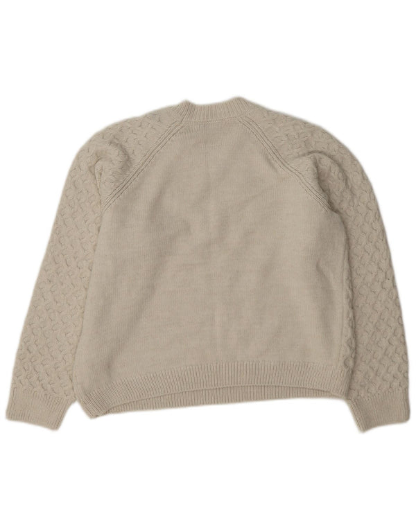 Marks & Spencer Suéter Corto con Cuello Redondo para Mujer UK 10 Small Off White