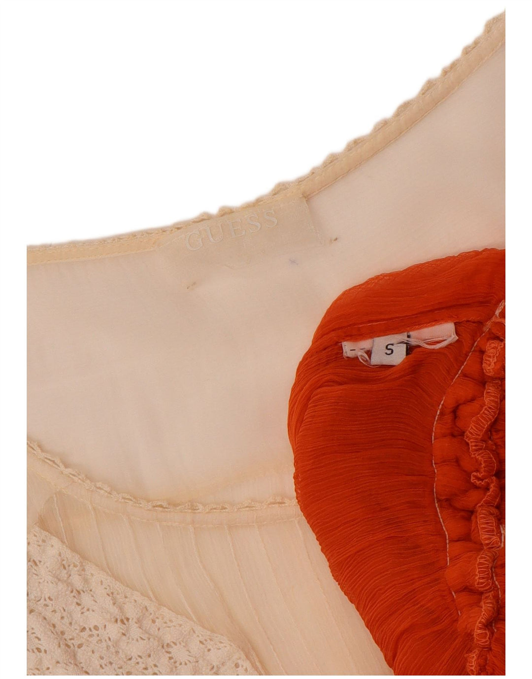 GUESS Blusa transparente para mujer Top UK 10 Small Red Colourblock