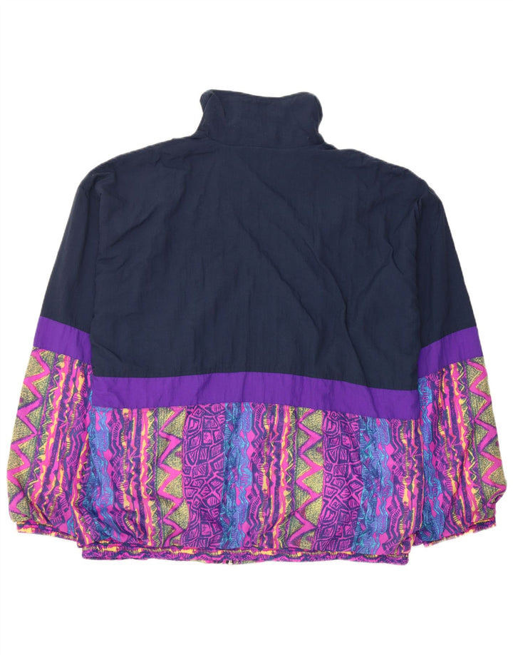 VINTAGE Chaqueta superior de chándal para hombre Reino Unido 46/48 XL Azul marino Colorblock Nylon