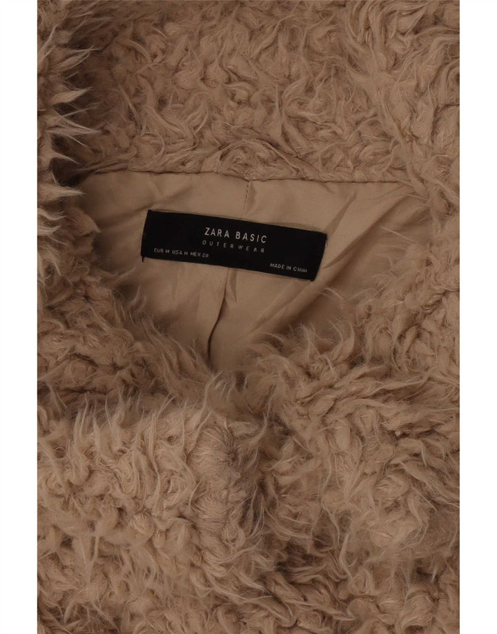 Zara Mujer Teddy Bear Bomber Jacket UK 40 Medium Beige