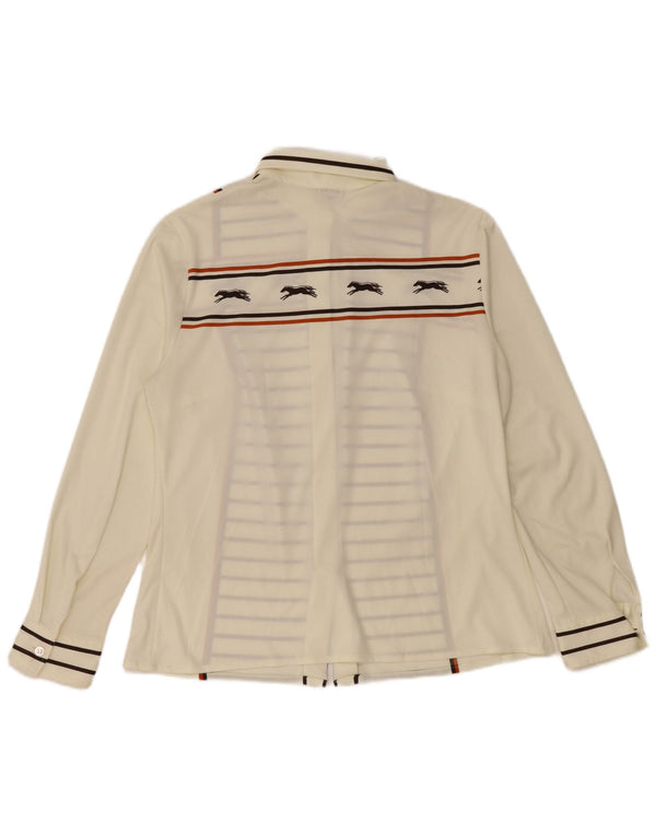 HAMMERLE Blusa camisera para mujer UK 40 Grande Poliéster a rayas blanco roto