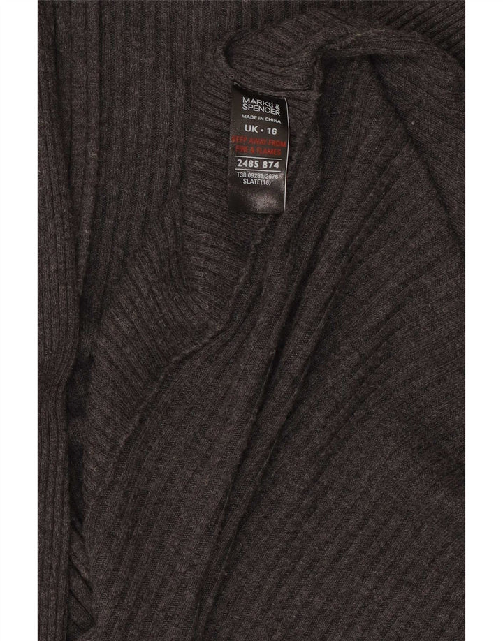 Marks & Spencer Suéter Cárdigan Abierto Largo para Mujer UK 46 Grande Gris
