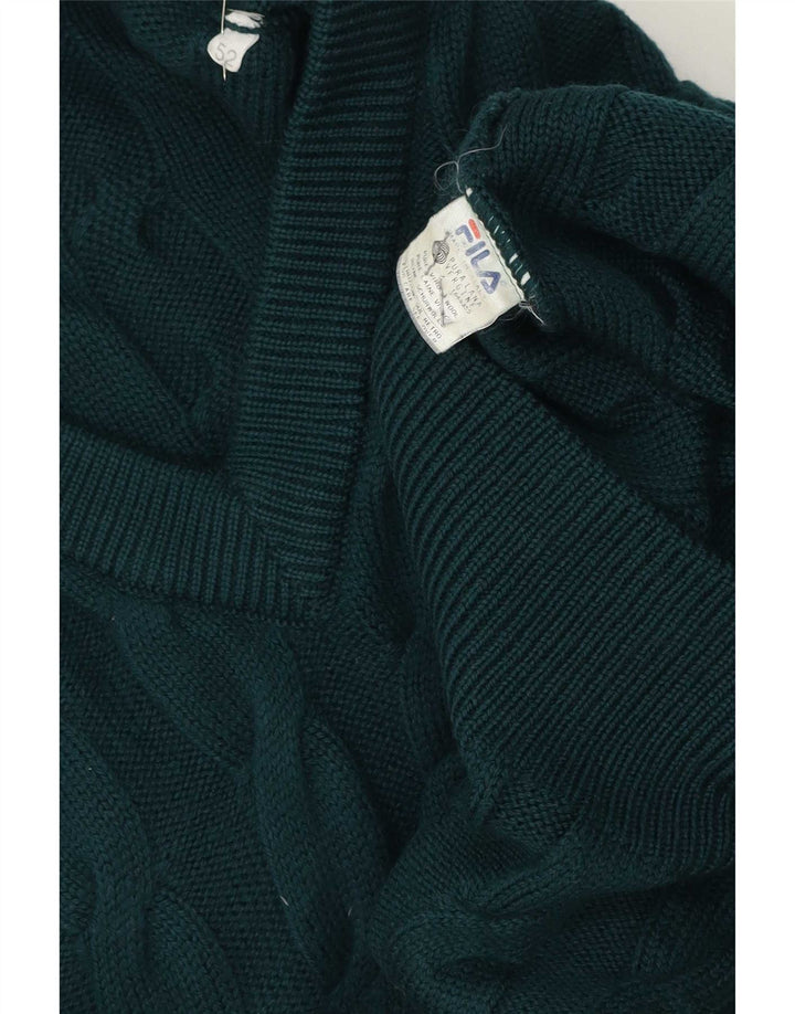 Fila Jersey con cuello en V para hombre IT 52 Large Lana virgen verde