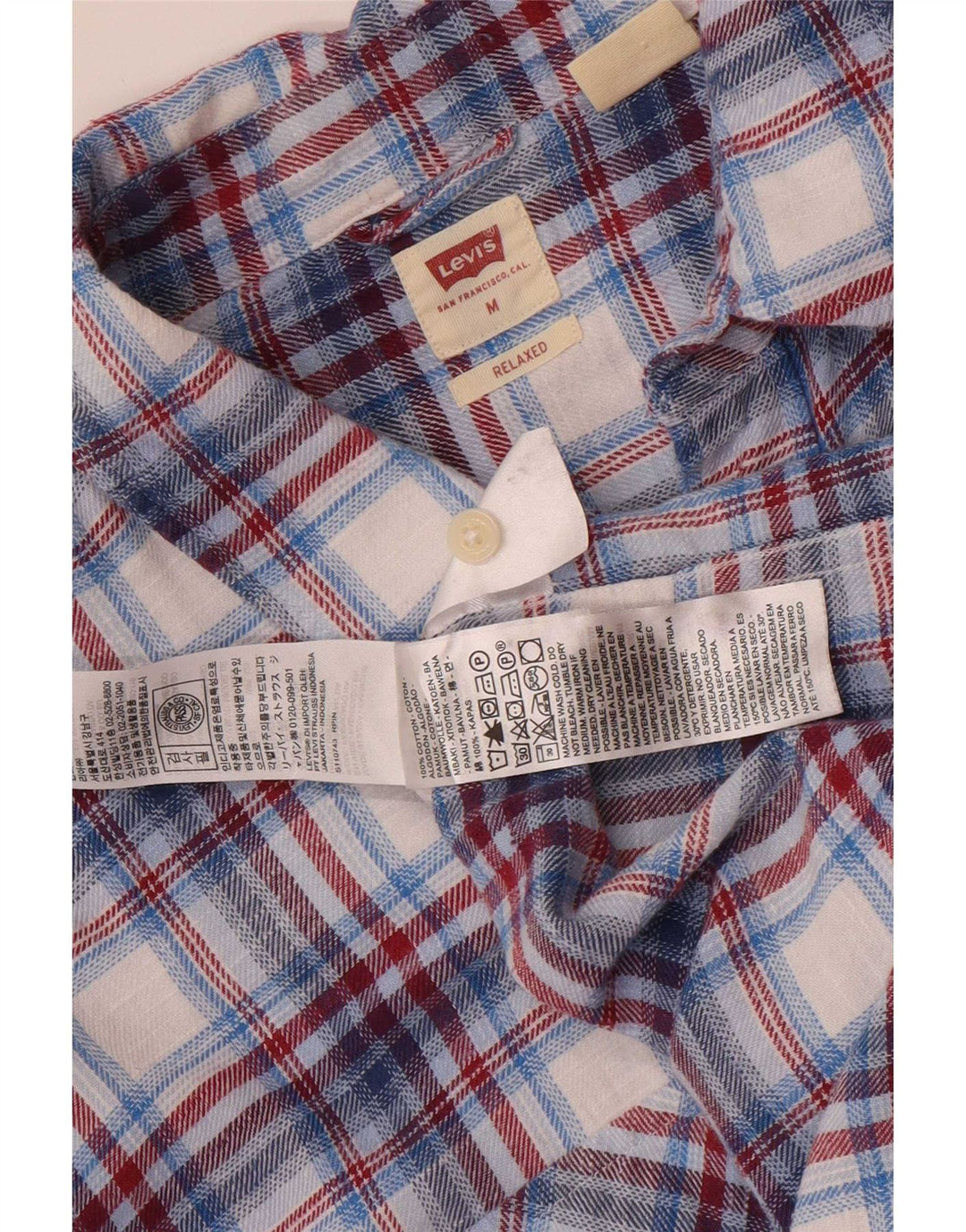 Levi's Hombre Camisa De Franela De Algodón A Cuadros Azul Medio