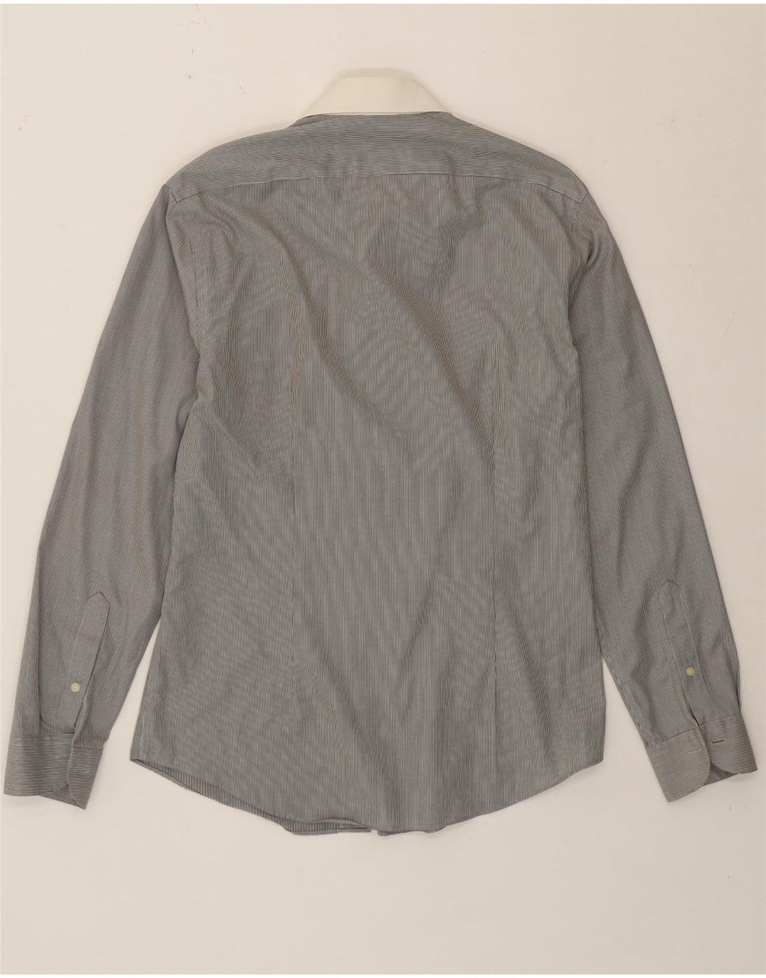 Calvin Klein Camisa formal para hombre Talla 39 15 1/2 Raya gris medio