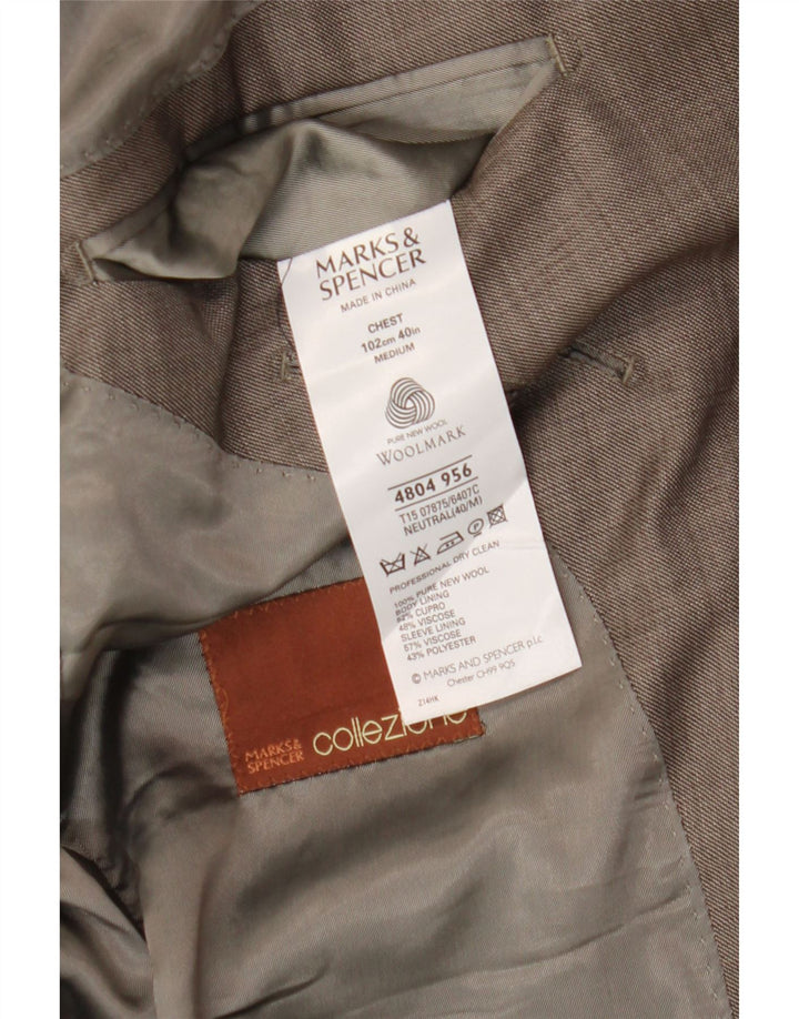 Marks & Spencer Chaqueta tipo blazer de 2 botones para hombre UK 40 Marrón medio Lana virgen