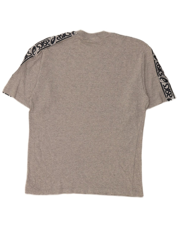 Asics Hombre Camiseta Gráfica Top Algodón Colorblock Gris Medio
