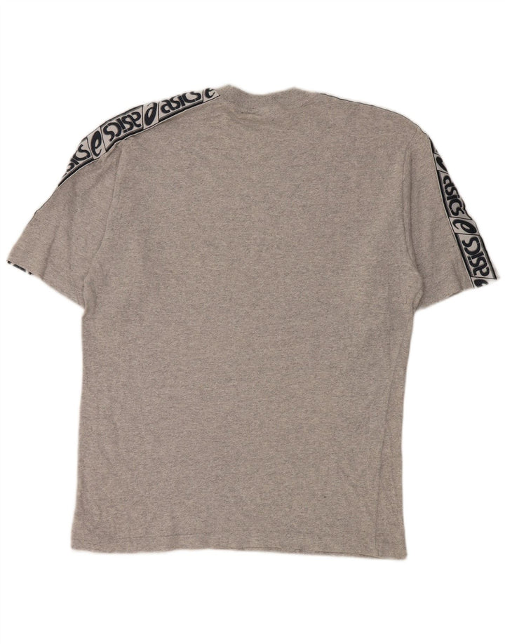 Asics Hombre Camiseta Gráfica Top Algodón Colorblock Gris Medio