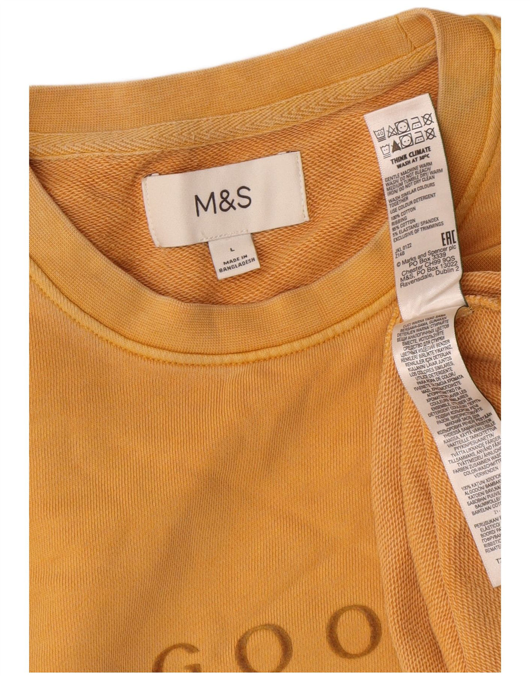 Marks & Spencer Hombre Sudadera Gráfica Jersey Grande Algodón Amarillo
