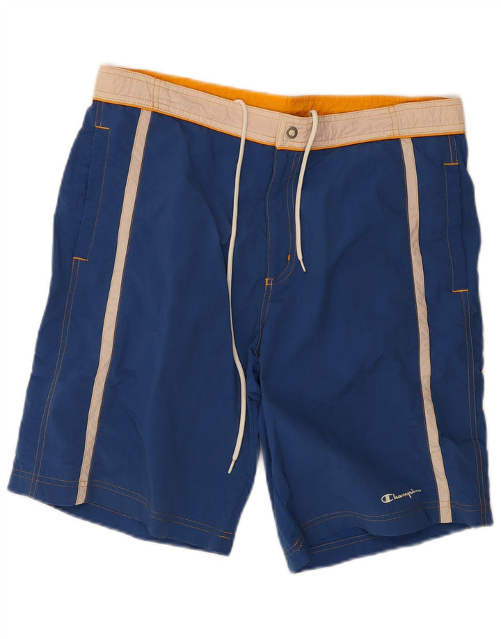 Champion Bañador Corto De Poliamida Color Block Azul Marino Mediano Hombre