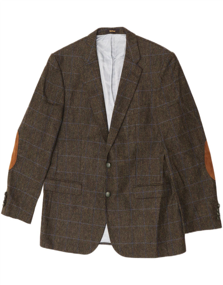 Barbour Chaqueta tipo blazer de 2 botones para hombre Reino Unido 44 Lana a cuadros verde grande