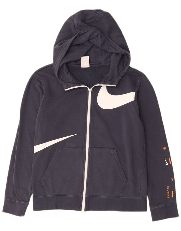 Nike Swoosh Graphic Zip Sudadera con capucha para niños 13-14 años XL Azul marino Algodón
