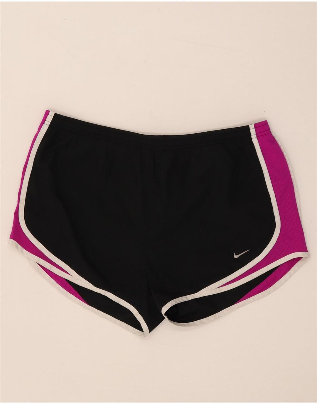 Nike Pantalones cortos deportivos para mujer UK 44 Mediano Negro Colorblock Poliéster