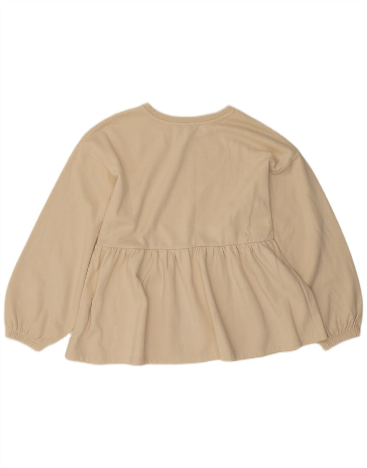 Zara Mujer Sudadera Jumper UK 14 Mediano Off White Algodón